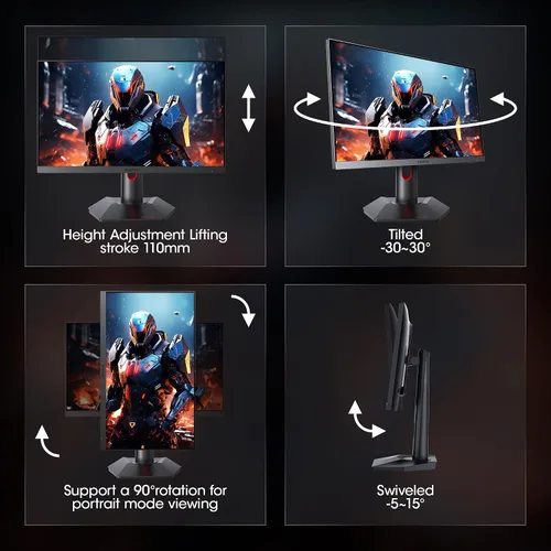 Vista 7 de KOORUI - Monitor para juegos, pantalla Nano IPS QHD de 24", monitor de computadora 1440P 165Hz, pantalla PC 2K de 1ms, 100% sRGB, sincronización