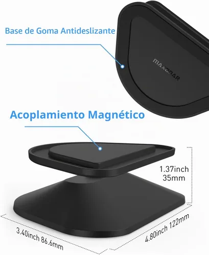 Vista 3 de Maxonar Soporte para Echo Show 5 (3ª generación), soporte giratorio de inclinación ajustable, base antideslizante, magnético fuerte, compatible