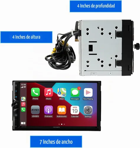 Vista 6 de Jensen J3CA7W-BUC - Estéreo inalámbrico Apple CarPlay Android Auto de 7 pulgadas, cámara Backup camera included, wired or wireless Certified Apple