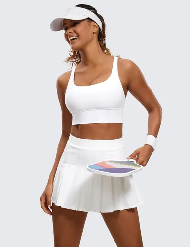 Vista 3 de CRZ YOGA Brasier deportivo con tirantes delgados para mujer, de impacto medio, con relleno cruzado y relleno para yoga