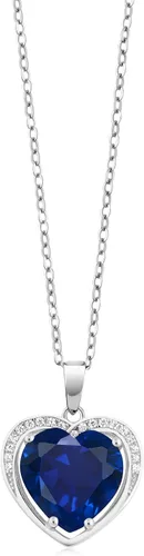 Vista 2 de Gem Stone King Collar con colgante de zafiro simulado de plata de ley 925 para mujer