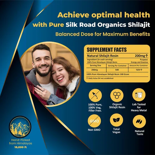 Vista 3 de Shilajit Silk Road Organics - Resina pura de Shilajit del Himalaya con más de 85 oligoelementos y ácido fúlvico para energía y apoyo inmunológico