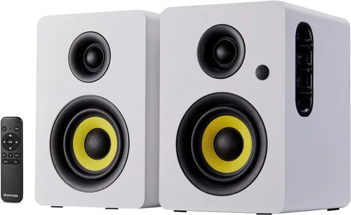 Vista 10 de Sanyun SW208 bocinas de estantería activas Bluetooth 5.0 de 3" – Unidad de altavoz de fibra de carbono de 60W - DAC de 24 bits incorporado - Sonido