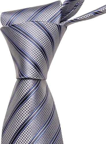 Vista 251 de Barry.Wang Juego de corbatas para hombre, corbata de seda a rayas, tejido a cuadros, gemelos formales, negocios, boda