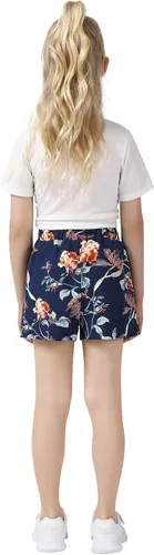 Vista 3 de Huanye Conjunto de 2 piezas para niñas de manga corta y pantalones cortos con lazo frontal
