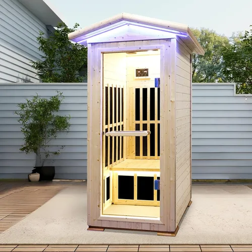 Vista 8 de Sauna al aire libre 1 persona para el hogar Sauna de patio trasero Sauna infrarroja al aire libre Sauna de 1 persona Sauna seca para el hogar Sauna