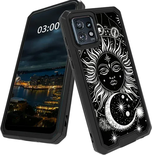 Vista 34 de Funda para Motorola Edge Plus para Moto Edge Plus 2023 con diseño de patrón de mariposa artística a prueba de caídas de policarbonato duro de doble