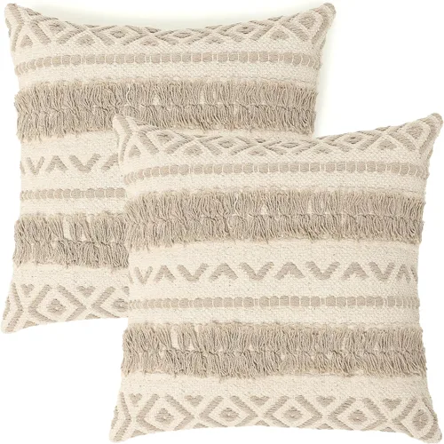 Vista 16 de REDEARTH · Fundas de Cojines Decorativos con Mechones - Fundas Decorativas Tejidas con Textura Boho para Sofá, Cama, Casa de Campo, Silla, Patio