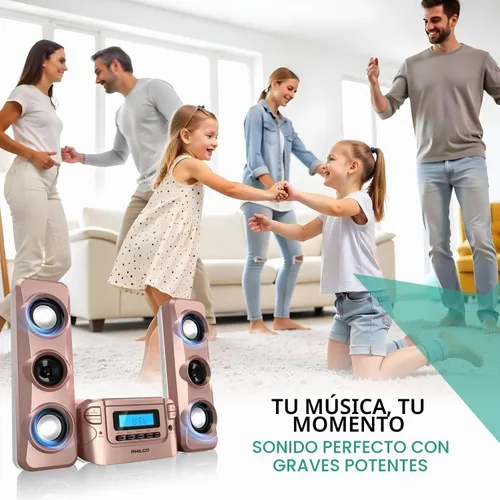 Vista 7 de Philco Stereo Shelf Systems - Sistema compacto de estante de CD con radio estéreo FM digital, tecnología inalámbrica Bluetooth y control remoto