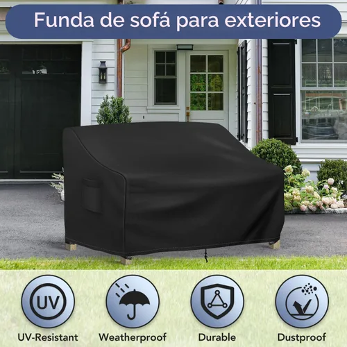 Vista 5 de Richwon Funda impermeable para sofá biplaza de patio, funda de sofá biplaza de 2 plazas para exteriores, fundas para muebles de patio