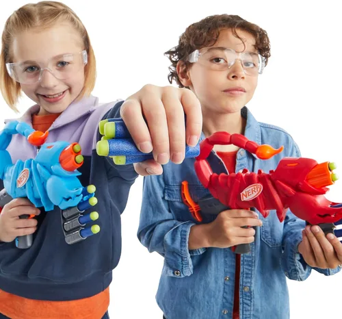 Vista 5 de Wild Venompack, incluye 2 lanzadores Nerf fáciles de jugar, diseños de escorpión, 20 dardos Nerf Elite, juguetes de serpiente, a partir de 6 años