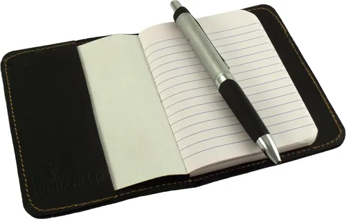 Vista 4 de Cuaderno de bolsillo de piel, rellenable - Mini cubierta para composición - Se ajusta a los tamaños estándar 4,5 x 3,25 pulgadas - Mini cuaderno