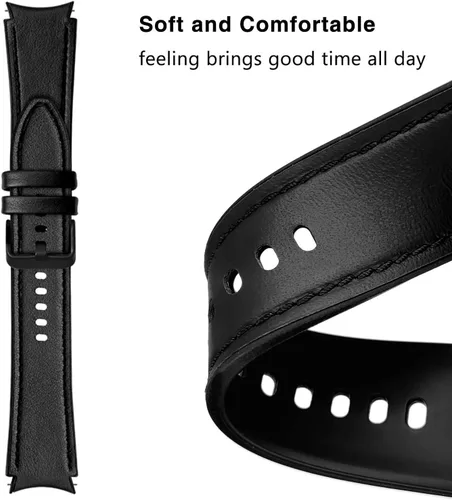 Vista 4 de Abanen Correa de reloj para Samsung Galaxy Watch 7 1.575 in/1.732 in, Galaxy Watch 6 1.575 in/1.732 in, suave cuero genuino híbrido silicona