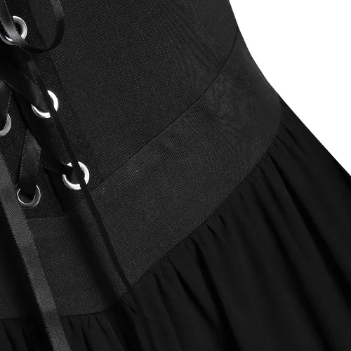 Vista 4 de Vestido punk gótico para mujer, hombros descubiertos, manga mariposa, vestido de fiesta de Navidad o cosplay