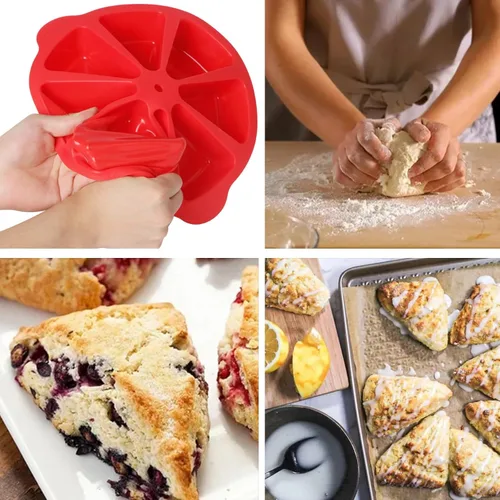 Vista 7 de SHEbaking - Molde de silicona para scones, moldes para hornear 8 cavidades, molde para tartas, pizzas, brownies sin BPA