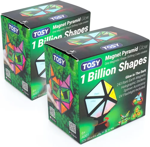 Vista 14 de TOSY Pirámide Magnética que Brilla en la Oscuridad - 1 Cubo se Transforma en 1 Billón de Formas, 15 piezas