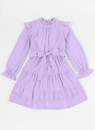 Vista 3 de blibean Vestidos elegantes con cinturón para niñas de 4 a 13 años