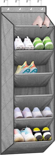 Vista 9 de SLEEPING LAMB Zapatero para puerta, organizador de zapatos para puerta de niños para colgar en el armario, almacenamiento estrecho para zapatos