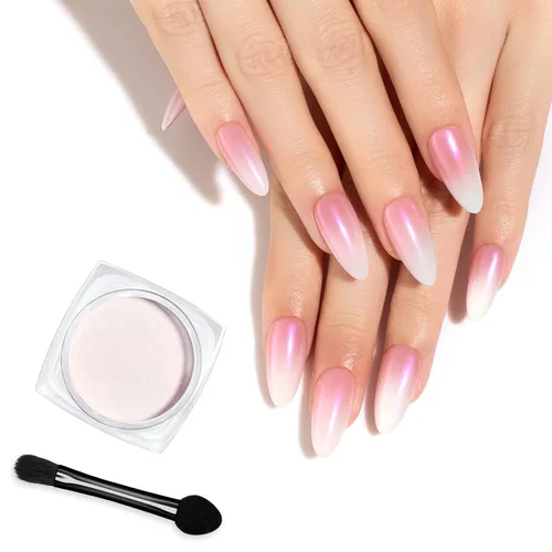 Vista 22 de Beetles Polvo de Uñas Cromado Blanco para Uñas de Gel, Polvo de Uñas Cromado Perlas, Polvo de Uñas con Efecto Espejo, Polvo de Uñas de Gel