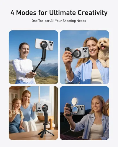 Vista 8 de TELESIN Magnetic Selfie Stick for Phone, Mini Tripod with Phone Camera Grip 5 in 1 Phone Tripods for iPhone 17 16 15 14 & Android, Small Cell