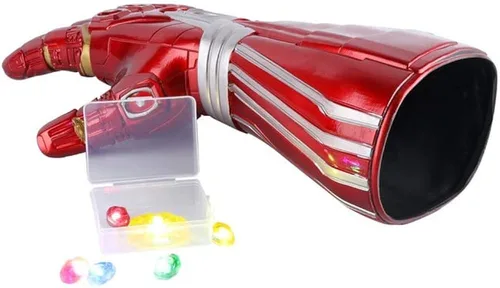 Vista 6 de Iron man Infinity Guauntlet para niños guantes de Iron Man con luz LED con imán extraíble piedras infinitas 3 modos de flash