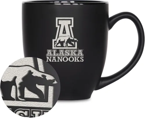 Vista 428 de Rico Industries - Taza de cerámica mate negra con grabado láser estándar de 15oz para NCAA (escuelas T & U) - Para bebidas calientes o frías