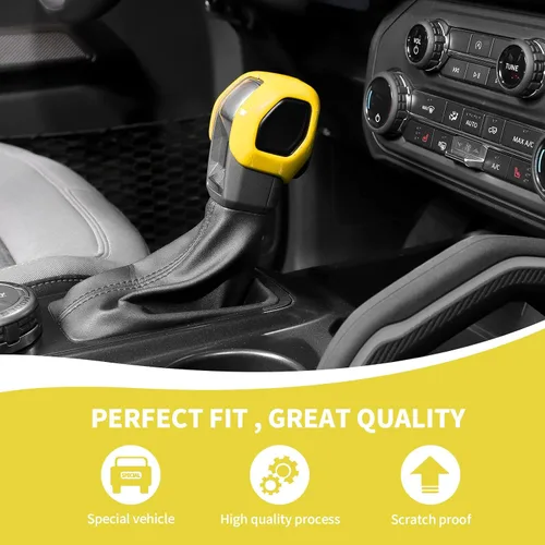 Vista 4 de RAZPOY Cubierta de la perilla de la palanca de cambios compatible con accesorios interiores Ford Bronco 2021-2024, color amarillo