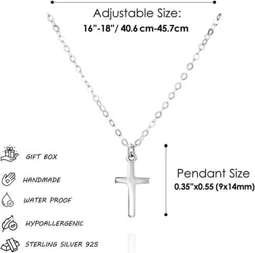 Vista 37 de Collar de cruz de oro para mujer, collares con colgante de cruz minimalista, longitud de 16 a 18 pulgadas, joyería cristiana hecha a mano, regalo