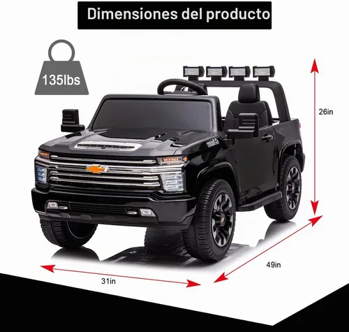 Vista 2 de Juguetes de paseo de 24 V para niños, Chevrolet Silverado de 2 plazas, auto Negro oscuro