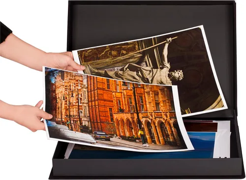 Vista 4 de HG Art Concepts Eternity Archival Clamshell - Caja de almacenamiento de fotos, color negro, 8.5 x 11 pulgadas, para almacenar obras de arte, fotos