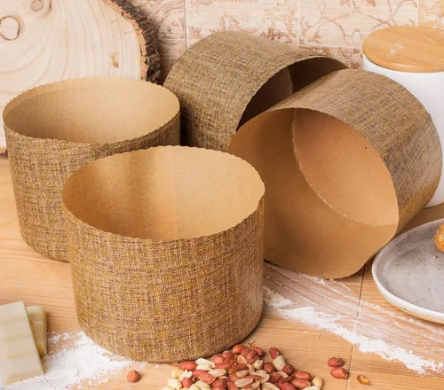 Vista 2 de SHSH trade group Molde de papel Panettone de 15 onzas Paquete de 12 Molde para hornear panetonne antiadherente – Molde de papel para pan