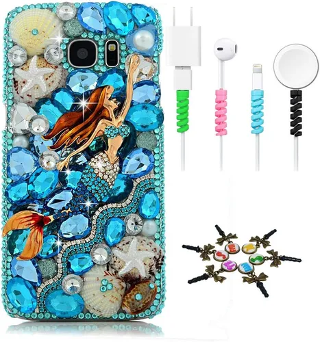 Vista 11 de Sparkle Funda compatible con Samsung Galaxy J2 Prime – Elegante funda 3D hecha a mano con diseño musical de flores grandes con protector de cable