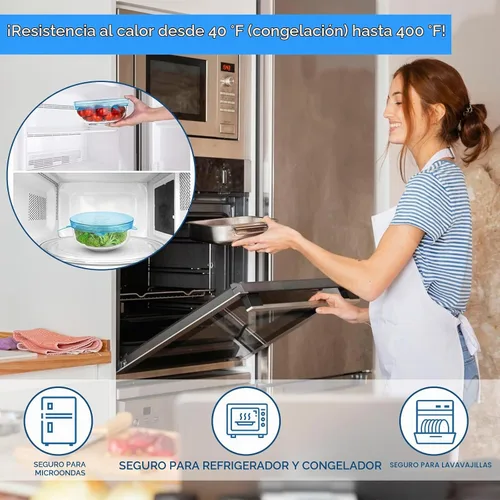 Vista 3 de 12 tapas elásticas de silicona para almacenamiento de alimentos, 6 especificaciones de cubierta de tazón de silicona reutilizable, adecuadas
