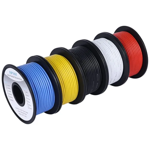 Vista 23 de Cable de 8 AWG Alambre Calibre 8 de Silicona - Carrete Negro de 25 pies, Alambre de Cobre Estañado Trenzado Extra Flexible 8AWG para Soldadura 200℃