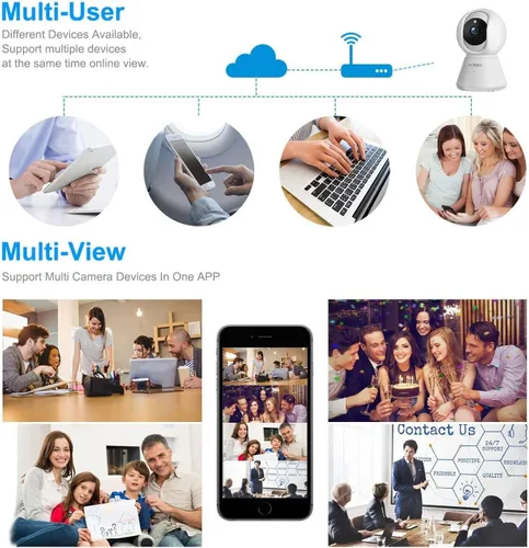 Vista 7 de XODO Cámara de seguridad inalámbrica, E6 IP 1080P HD Plug-in Cámara WiFi interior para seguridad del hogar/monitor de bebé/mascota/niñera, detección