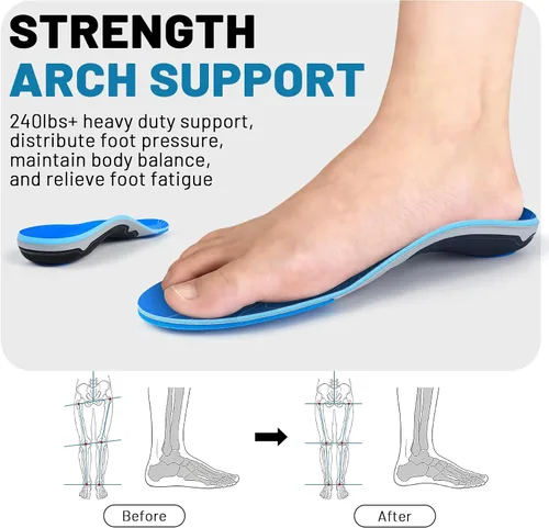 Vista 5 de Más de 240 libras de plantilla para aliviar el dolor de fascitis plantar para hombres, soporte de arco ortopédico, inserción ortopédica para hombres