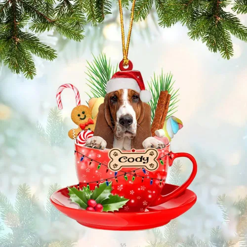 Vista 78 de NAZENTI Adorno personalizado de Alaskan Malamute en taza roja, adorno de Navidad personalizado para perros amantes de las mascotas, colgante