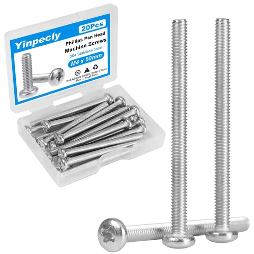 Vista 9 de 20 tornillos de máquina de cabeza plana M4 x 1.575 in acero
