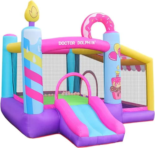 Vista 8 de Doctor Dolphin Castillo inflable de salto con túneles para niños pequeños de 3 a 8 años