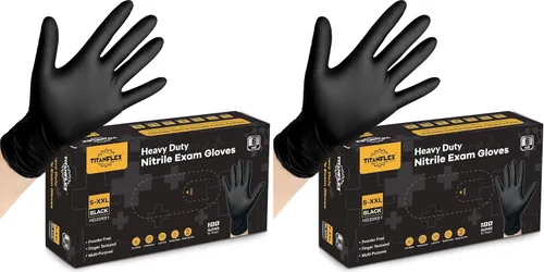 Vista 10 de TitanFlex Guantes desechables de nitrilo para examen, 6 mil, color negro, resistente, sin látex, aptos para alimentos para cocinar