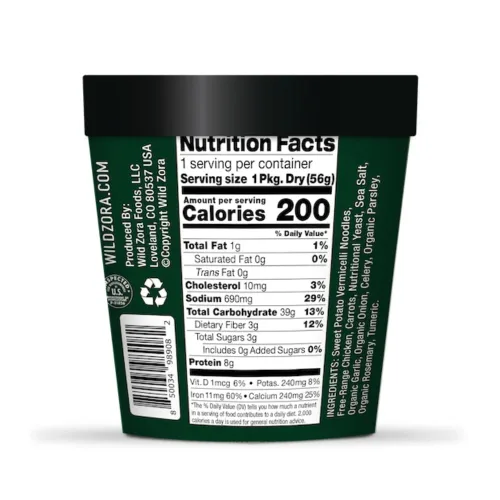 Vista 2 de Taza de Sopa de Fideos Wild Zora, Paquete de 4, Paleo, Apto para AIP, Sin Gluten, Sin Granos, Fideos de Vermicelli de Cristal, Estilo Ramen