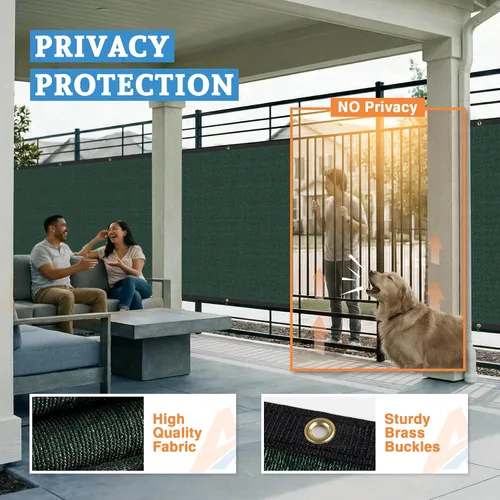 Vista 4 de Parabrisas para valla de privacidad de 6 x 1 pies con bloqueo solar de grado comercial resistente, 160 GSM con latón verde