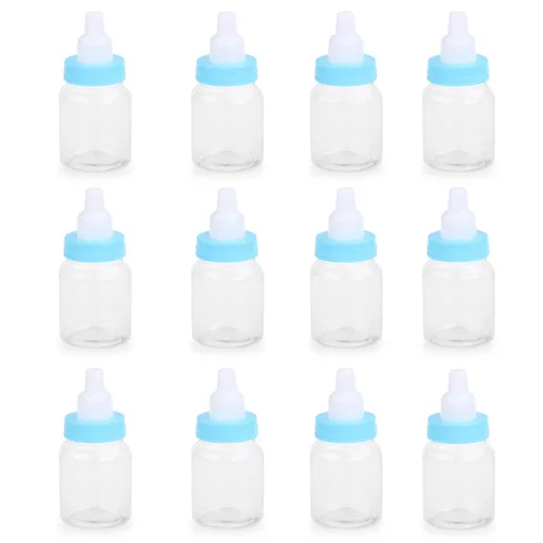 Vista 2 de 36 piezas de suministros de alimentación favores mini comedero fiestas azul bautismo Contianers forma niños para botella de leche fiesta