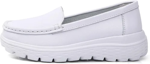 Vista 2 de ZOVE Nursing Shoes Women Loafers Platform Wedge Moccasins Comfortable Casual Slip-on Healthcare Work Leather Nurse Shoes