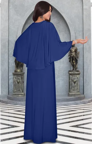 Vista 5 de KOH KOH Vestido largo de cóctel con cuello en V y mangas de murciélago para mujer
