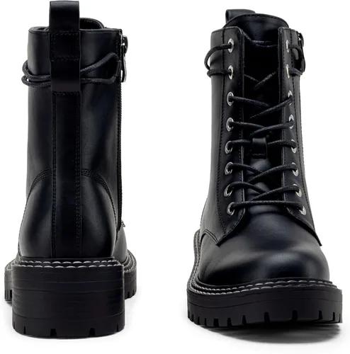 Vista 7 de Jeossy Botines de combate 9627 para mujer con tacón bajo con cordones y cremallera lateral