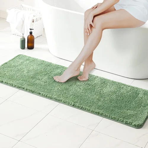 Vista 120 de MIULEE Alfombras de baño negras, suaves y pequeñas, absorbentes, antideslizantes, de secado rápido, esponjosas, para baño, bañera y duchas, lavables