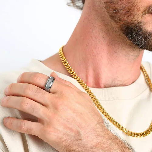 Vista 4 de Anillo giratorio de titanio de tungsteno de 0.2360.315 pulgadas para hombre, tamaño medio, sin níquel, anillo de ansiedad para hombres y mujeres