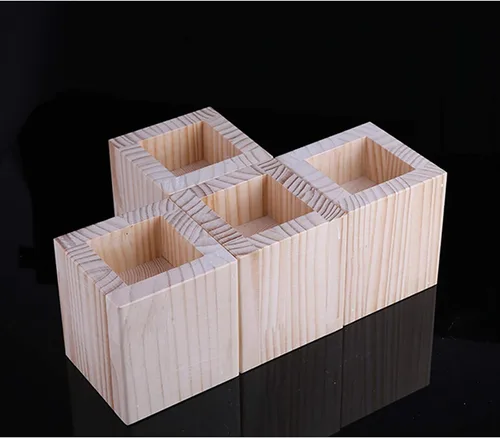 Vista 4 de Muebles modernos de mediados de siglo con patas elevadas, patas de cama ranuradas en bloque de madera maciza, patas de mesa, patas de gabinete