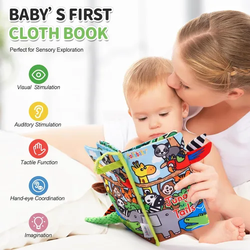 Vista 2 de Jollybaby - Libros arrugados para bebés, juguetes sensoriales de tacto suave y sensación para bebés de 0 a 6 meses, juguetes de tela educativos